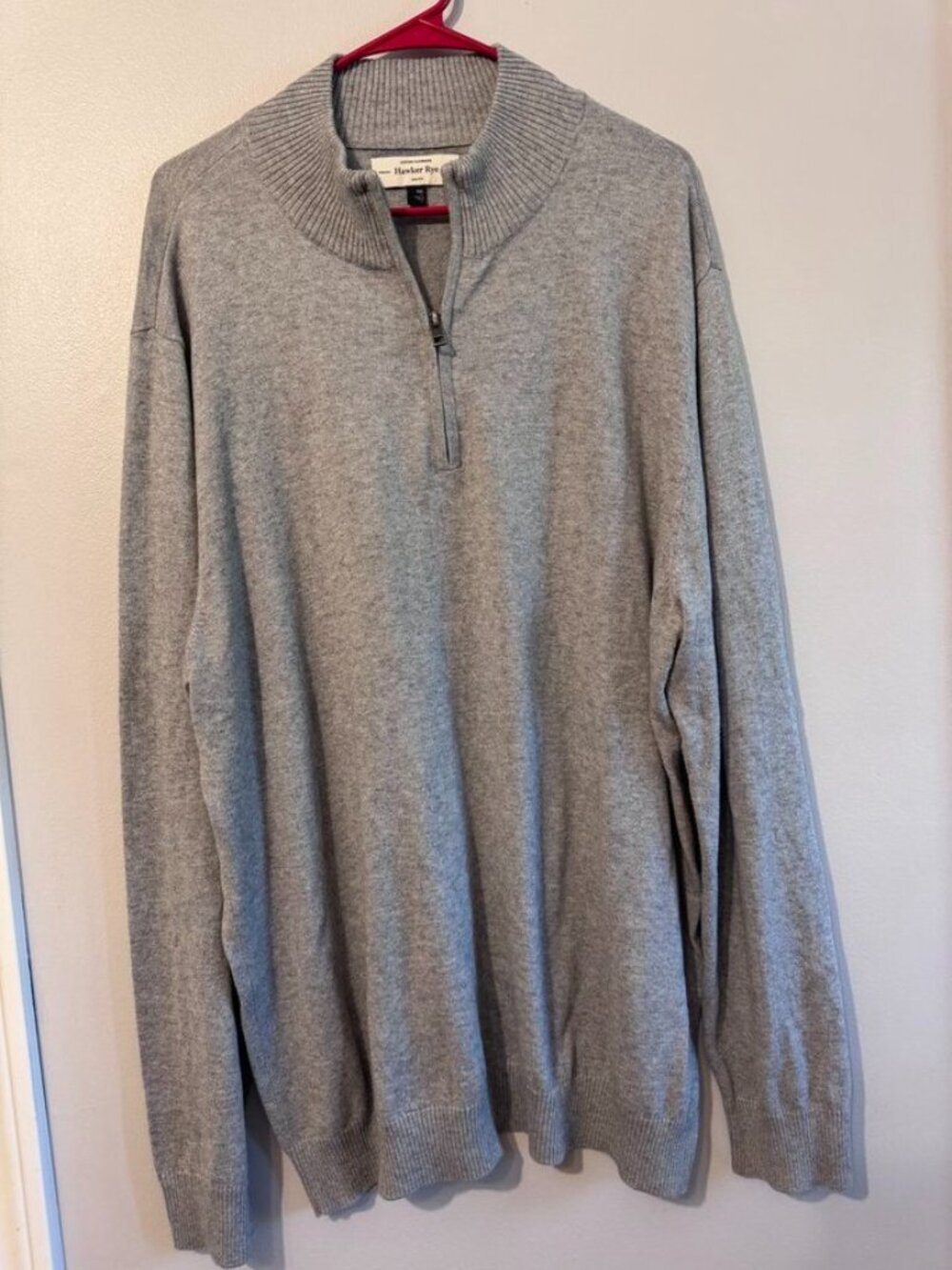 Hawker Rye Men’s XXL Gray Cotton Cashmere Quarter Zip Sweater Pullover NWOT